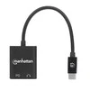 Intracom MANHATTAN USB-C prie ausinių lizdo adapteris USB-C kištukas iki 3,5 mm garso ir USB-C maitinimo tiekimo moterys Juodas