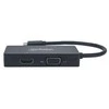 MANHATTAN USB-C 3-in-1 kelių prievadų A/V keitiklis USB-C į DVI HDMI arba VGA Females 4K30Hz HDMI 1080p prie VGA arba DVI Juodas