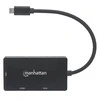 MANHATTAN USB-C 3-in-1 kelių prievadų A/V keitiklis USB-C į DVI HDMI arba VGA Females 4K30Hz HDMI 1080p prie VGA arba DVI Juodas