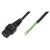 Digitus Assmann Electronic ASM IEC-PC1025 maitinimo kabelis, nuplėštas galas, H05VV-F 3 X 1,00 mm2 iki C13 IEC LOCK, 2m juodas