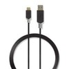 Nedis USB laidas | USB 3.2 Gen 1 | USB-A vyrelis | USB-C™ jungtis | 5 Gbps | Paauksuotas | 1,00 m | apvalus | PVC | Antracitas | Pakuotė su peržiūros langeliu