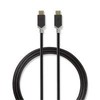 Nedis USB laidas | USB 3.2 Gen 1 | USB-C™ jungtis | USB-C™ jungtis | 4K@60Hz | 5 Gbps | Nikeliuotas | 1,00 m | apvalus | PVC | Antracitas | Pakuotė su S