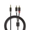 Nedis stereo garso kabelis | 3,5 mm kištukas | 2x RCA kištukas, padengtas auksu | 2,00m | apvalus | Antracitas | Pakuotė su peržiūros langeliu