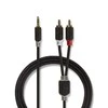 Kabelis Nedis Aux Audio Cable 3.5 mm -> 2x RCA 3m Juodas