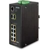 Planet IP30 L2/L4 SNMP valdomas 8 prievadų Gigabit POE+(AT) jungiklis + 2 prievadų Gigabit SFP pramoninis jungiklis (nuo -40 iki 75 C)