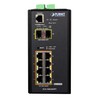 Planet IP30 L2/L4 SNMP valdomas 8 prievadų Gigabit POE+(AT) jungiklis + 2 prievadų Gigabit SFP pramoninis jungiklis (nuo -40 iki 75 C)