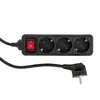 REV Socket line 3 kartus 1,4 m juodas w. jungiklis