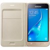 Samsung Galaxy J1 (2016) Flip atverčiamas dėklas - piniginė (Auksinis)