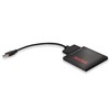 „SanDisk SSD“ nešiojamojo kompiuterio atnaujinimo įrankių rinkinį sudaro USB 3.0 į SATA laidas, instrukcijos, klonavimo programinė įranga