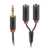 Kabelis Audio SBS Jack 3,5 - 2xJack 3,5 (żeńskie) 20 cm Juodas