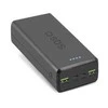 Fast charge power bank: 20,000 mAh, 2 USBs juodos spalvos