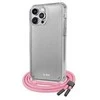 Dėklas Rožinė SBS Permatomas dangtelis su kaklo dirželiu iPhone 13 Pro, rožinis