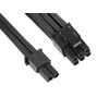 SilverStone 8 kontaktų PCIe į 6+2 kontaktų PCIe prailginimo kabelis, 250 mm, juodas