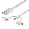 USB kabelis StarTech USB-A - USB-C + microUSB + Žaibas 1 m Sidabrinis (LTCUB1MGR)