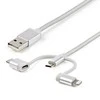 USB kabelis StarTech USB-A - USB-C + microUSB + Žaibas 1 m Sidabrinis (LTCUB1MGR)