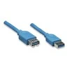 Kabelis USB Techly USB-A - USB-A 3 m Mėlyna (ICOC-U3-AA-30-EX)