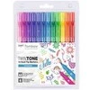 Tombow TwinTone, 12 vnt., Daugiaspalvis, Plonas/Apvalus galiukas, Apvalus, 0,3 mm, 0,8 mm