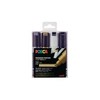 Posca - PC8K - Broad Tip Pen - Gold, Sidabrinis, Juodas and Baltas, 4 pc