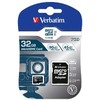 Verbatim Atminties kortelė Micro SD 32GB + adapter Pro U3 juodos spalvos 47041