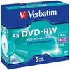 Verbatim DVD+RW, 4x, 4.7GB, 5vnt (43285)