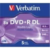 VERBATIM dviejų sluoksnių DVD+R 240 min. / 9,4 GB 8x 5 pakuočių papuošalų dėklas, atsparus įbrėžimams