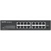 Šakotuvas Zyxel GS1100-16/16-port 10/100/1000Mbps Gigabit Ethernet switch, Fanless, 802.3az (Žalias), desktop