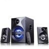 Kompiuterio kolonėlės Fenda F&amp;D F380X 2.1 daugialypės terpės garsiakalbiai, 54 W RMS (13 Wx2 + 28 W), 2x3 colių palydovai + 5,25 colių žemųjų dažnių garsiakalbis, BT 5.0 / NFC / AUX / USB / FM / SD kortelių skaitytuvas / kelių spalvų LED / LED Ekranas / nuotolinio valdymo pultas /Medinis/Juodas