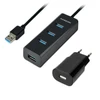 AXAGON HUE-S2BP 4x USB3.0 įkrovimo šakotuvas 1,2 m laidas, MicroUSB įkrovimas, įsk. kintamosios srovės adapteris