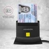 Axagon stalinio stovo skaitytuvas Išmanioji kortelė / ID kortelė AXAGON CRE-SM2 su USB 2.0 sąsaja turi SD, Micro SD ir SIM kortelių lizdus.