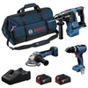 Akumuliatorinių įrankių rinkinys BOSCH 18V GBH+GSB+GWS
