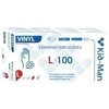 Vinilinės baltos pirštinės Kid-Man L 100 vnt