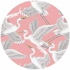 Apvalūs fototapetai - Pasteliniai paukščiai rožiniame fone