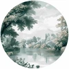Apvalūs fototapetai - Retro parkas su ežeru