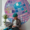 Apvalūs fototapetai - Rožinis disko rutulys