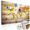Artgeist Kamštinis paveikslas - Map on wood: Colourful Travels