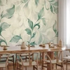 Fototapetai - Akvarelinis botaninis motyvas žalsvai smėliniai lapai