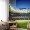 Fototapetai - Futbolo aikštė apšviestas stadionas su pilnomis tribūnomis