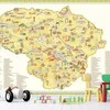 Fototapetai - Lietuvos žemėlapis su miestais ir miesteliais