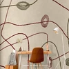 Fototapetai - Linijos ir formos karoliukų labirintas šviesiame fone