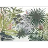 Fototapetai - Madagaskaro flora tropinis peizažas su akvareliniais gyvūnais