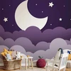 Fototapetai - Mėnulio sapnas debesys violetiniame žvaigždėtame danguje