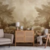 Fototapetai - Raižyti barokiniai ornamentai sodri sepijos kompozicija