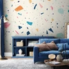 Fototapetai - Terrazzo su dideliais spalvotais elementais šviesiame fone