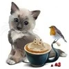 Interjero lipdukas Katė ir kavos puodelis 50x50cm