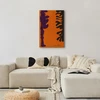 Paveikslas Henri Matisse - Juodi ir violetiniai arabeskai oranžiniame fone