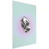 Paveikslas - Metalinė forma - abstrakti skulptūra mėtiniame fone su violetine aura