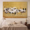 Paveikslas XXL Japoniškos gervės aukso fone