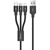 Devia Kintone Series 3In1 Tube, USB to Lightning, MicroUSB, Type-C, 1,2m, Juodas