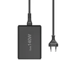 Hama GaN 140W PD/QC 3x USB-C, 2x USB-A juoda