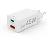 Hama mini GaN 45W PD/QC 1x USB-C, 1x USB-A balta